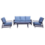 Courtyard Casual - Courtyard Casual Cabo 4 Piece Sofa Coffee Table Set - Spend countless hours in your outdoor space enjoying our most popular Cabo collection. With clean lines and timeless beauty this outdoor furniture rises to the top on the comfort scale. Made with extra wide aluminum which has been hand brushed for a weathered wood grain look and is low maintenance. Cushions are made of Sunbrella brand high performance fabric and filled with densified foam and a vertical fiber for outstanding comfort. The Cabo collection offers both seating and dining and several pieces to outfit your outdoor space. Easy to assemble and 1 Year Limited Manufacturer Warranty