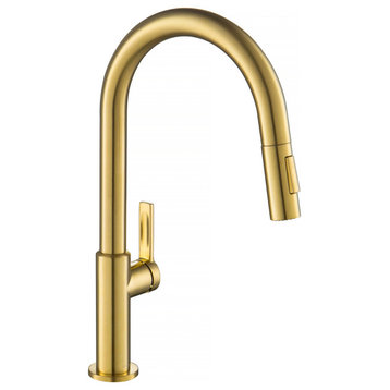 Oletto Pull-Down 1-Hole Kitchen Faucet, Brushed Brass, Model Kpf-2820bb