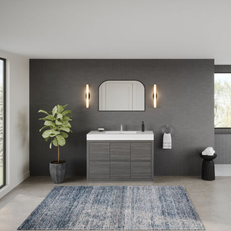Bliss Bath Vanity, Vulcan Ash Gray, 48", Single Sink, Freestanding