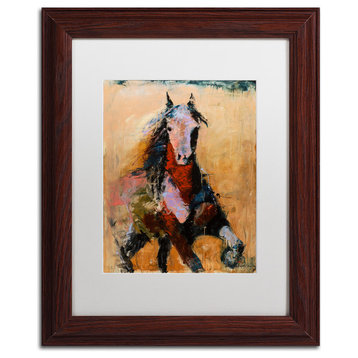 Joarez 'Golden Horse' Framed Art, Wood Frame, 11"x14", White Matte