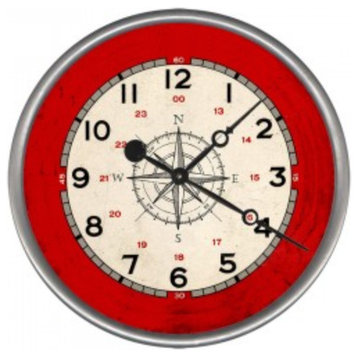 Compass Rose Framed Wall Clock, 30" Round