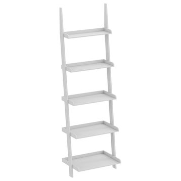 Safdie & Co. 70"H 5-Tier Wall Shelf with Borders in White