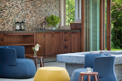 Example of a trendy living room design in Seattle