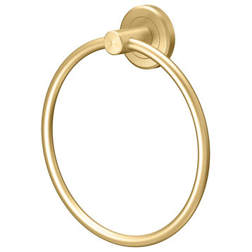 Latitude II Towel Ring, Brushed Brass