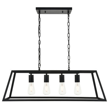 Black Finish 1-Light Pendant, Black, 31.9"x11"x10.8"