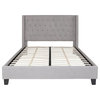 Flash Furniture Riverdale Upholstered Queen Platform Bed in Light Gray