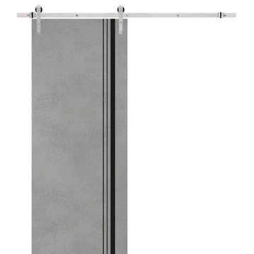 Sturdy Barn Door 18 x 84 | Planum 0011 Concrete with  | 6.6FT