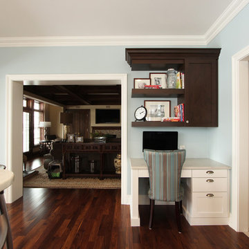 Built in Two Tone Desk with Floating Shelves