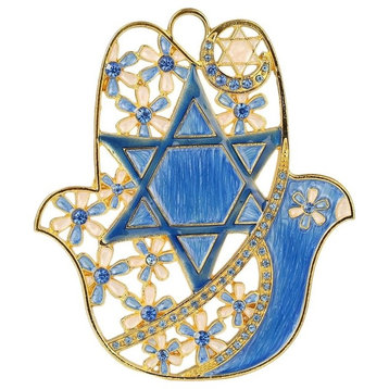 Hanging Hamsa Dove and Flowers with Star of David Wall Decor