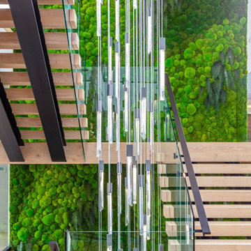 Bundy Drive Brentwood, Los Angeles luxury home living green wall & modern LED ch