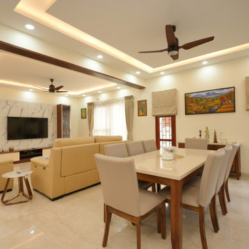 Dining Hall Design | 4BHK Villa Interior at Nambiar Bellezea in Bangalore | Homz
