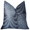 Pineapple Crush Blue and Black Luxury Throw Pillow, 22"x22"
