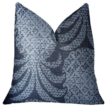 Pineapple Crush Blue and Black Luxury Throw Pillow, 24"x24"