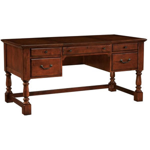 Hekman 81245 Antique 63 Wide Wood Writing Desk With Three Panel