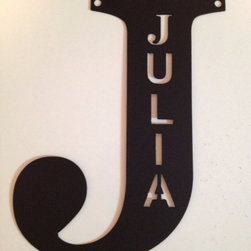 Large Metal Letter with cut out name 20" - Metal Wall Art