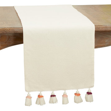 Table Runner With Tassel Design, Pink, 16"x72"