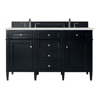 60" Black Double Sink Bathroom Vanity Serena Quartz, James Martin ...