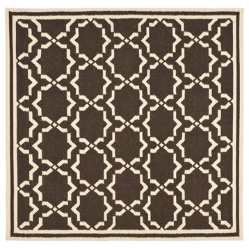 Safavieh Dhurries Collection DHU545 Rug, Chocolate/Ivory, 6' Square