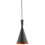 Artcraft - Connecticut 1-Light JA800 Matt Black Pendant - The Connecticut Collection by Jo Alcorn  features matt black metal outter shades ,reflective copper interiors.  Limited Lifetime Warranty   Artcraft Lighting warrants that this product will be free of electrical or structural defects for the lifetime of the original owner. Should any electrical or structural part (wiring  switches  sockets  plugs  supporting rods  or the like) fail through any defect in materials or workmanship during the life of the original owner  Artcraft will repair or replace (at our option) the item free of charge or equivalent  if original product is no longer available. Shipping is the responsibility of the owner.  Artcraft products are made of the finest material available and are carefully manufactured,old fashion Artisans using the most advanced techniques in order to provide you beautiful lighting.  Although user serviceable items like bulbs  ballasts and transformers do require periodic replacements  we use only the highest performance components available. We thank you for choosing Artcraft.