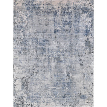 Aspirations Power Loomed Polyester and Acrylic Gray/Blue Area Rug, 9'x12'