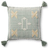 Green/Multi 18"x18" Handcrafted Tribal Motifs Accent Pillow