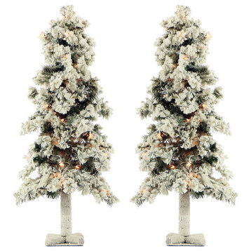 Snowy Alpine 3' Artificial Christmas Trees, Set of 2