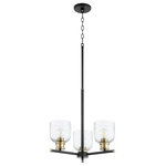 Quorum - Monarch Soft Contemporary Chandelier in Textured Black W/ Aged Brass - MONARCH 3LT CHND -TXB/AGB&nbsp