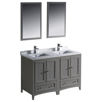 Oxford Traditional Double Sink Bathroom Vanity, Gray, 48"