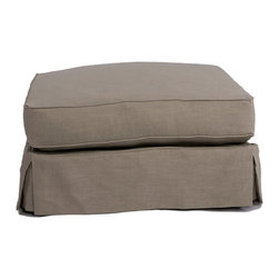 Sunset Trading - Ottoman Slip Cover, Beach House Blue - Slipcovers And Chair Covers
