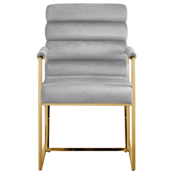 Inspired Home Maddyn Dining Chair, Velvet Gray/Gold