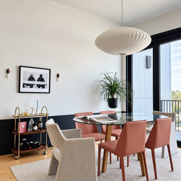 Contemporary Dining Room with Nelson Saucer Bubble Pendant
