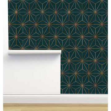 Star Geo Deep Teal Copper Wallpaper, Sample 12"x8"