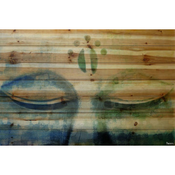 "Meditation" Print on Natural Pine Wood, 36"x24"