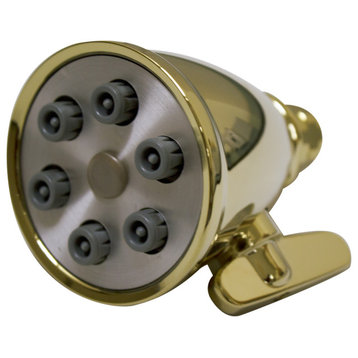 Small Round Showerhead, 6 Spray Jets - Solid Brass Construction