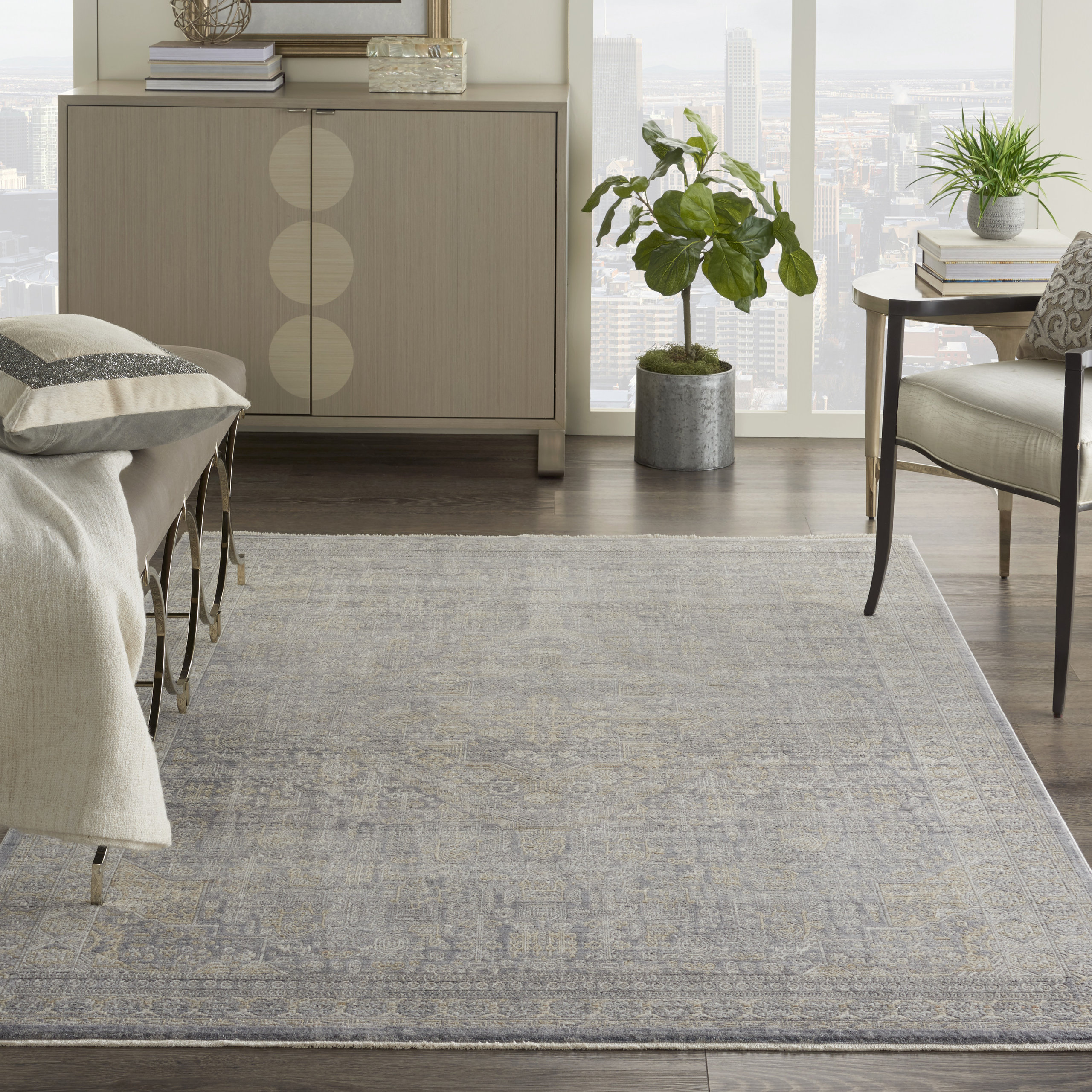 Nourison Lustrous Weave LUW02 Area Rug, Grey/Beige, 3'10