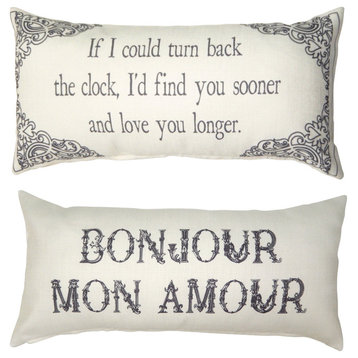 Mon Amor/Love Quote Wedding Gift Anniversary Romantic Ivory Doublesided Pillow