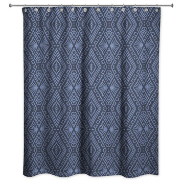 Navy Boho Tribal 71x74 Shower Curtain