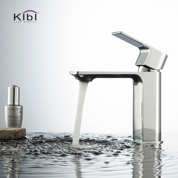 KIBI Mirage Single Handle Bathroom Faucet, Chrome, With Drain