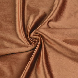 Hotham Brown Plain Ready Made Velvet Curtains and Fabrics Windsor Tan Color - Upholstery Fabric