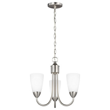 9.5W Three Light Chandelier-Brushed Nickel Finish-Incandescent Lamping Type