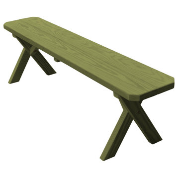 Pressure Treated Pine Cross Leg Picnic Bench, Linden Leaf Stain, 5'