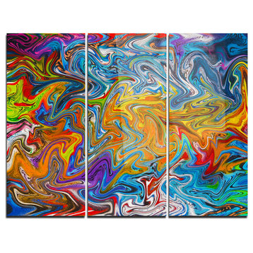 "Fractal Flowing Colors" Metal Wall Art, 3 Panels, 36"x28"