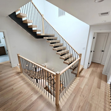 Project #124 | Contemporary Red Oak and Steel Staircase