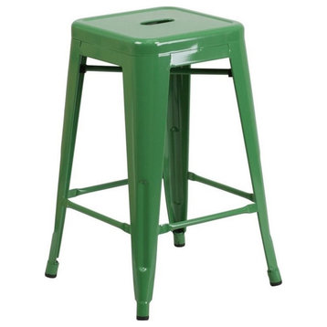 Flash Furniture 24" Metal Backless Counter Stool in Green