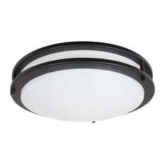 Maxxima 14-inch Black Round LED Ceiling Mount Fixture - 3000K Warm White, 1650 L