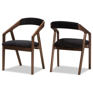 Baxton Studio Wendy Dining Side Chair in Black and Brown (Set of 2)
