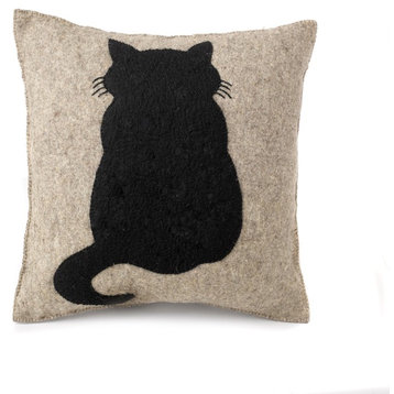 Cat Cushion Cover, Hand Felted Wool