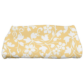 Evelyn, Floral Print Bath Towel, Yellow