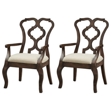 Chateau Brown Upholstered Dining Arm Chairs, Set of 2