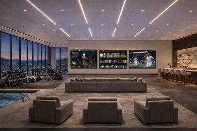 Example of a trendy home theater design